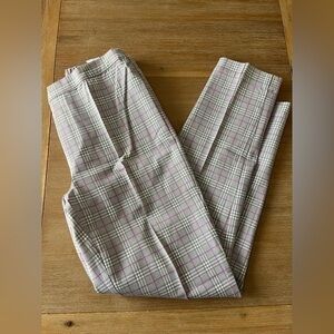 Isaac mizrahi grey/gray plaid with purple strips elastic pull on pants